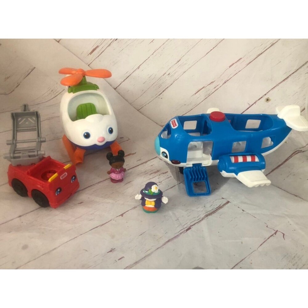 little people toys firetruck helicoper and plane lot